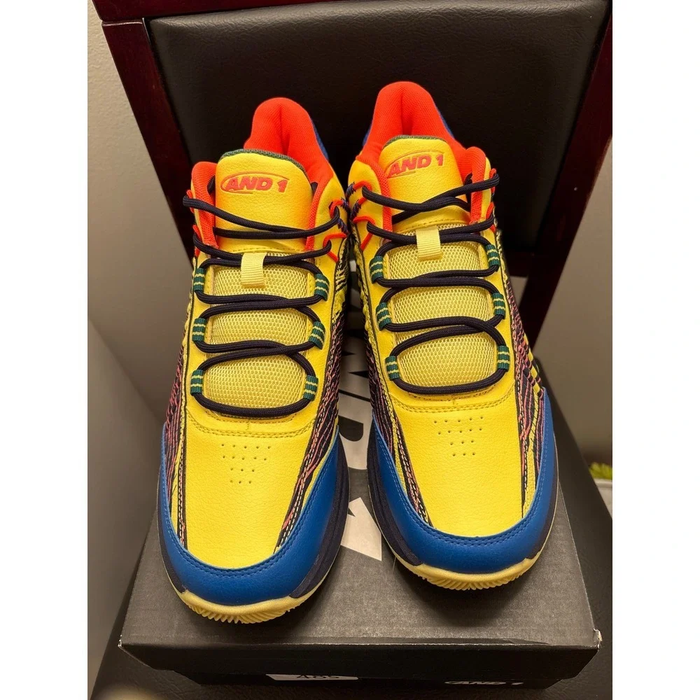 Men's Multicolor Athletic Sneakers - Yellow/Blue/Green - Picture 2 of 5